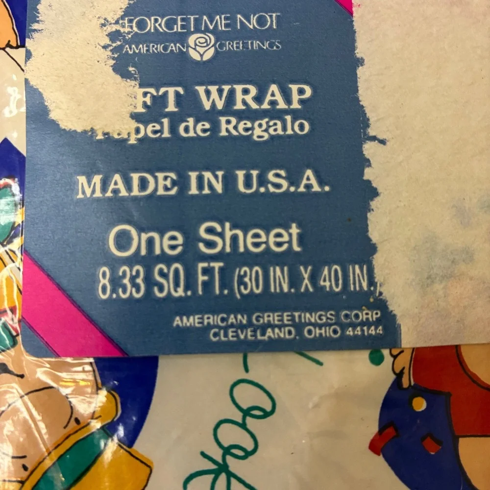 American Greetings Forget Me Not Ziggy Gift Wrap Paper One Sheet 30x40